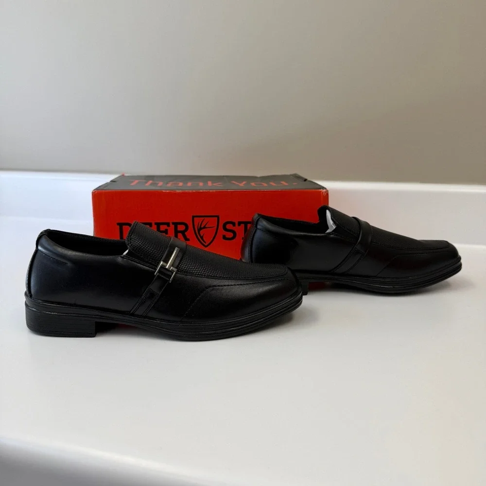 Deer Stags Boys Bold Slip-On Dress Comfort Loafer Size 4.5 Big Kid Black Concert